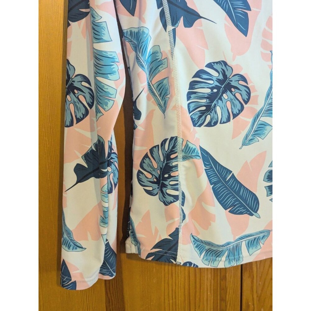 Tropical Floral Rash Guard Long Sleeve Swim Shirt Top UPF 50+ Size S - Picture 12 of 16